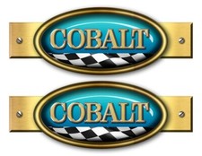 Two Cobalt Retro Stickers