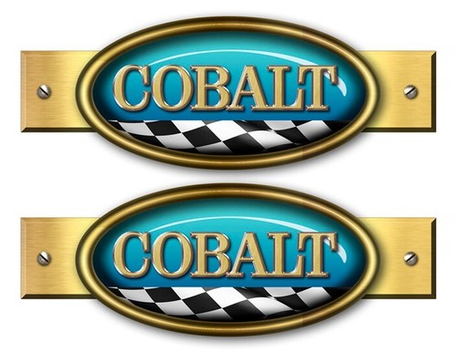 Two cobalt retro stickers - two,
