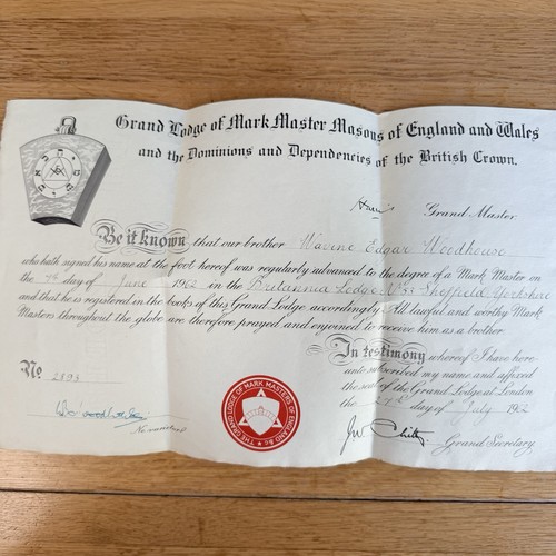 Grand lodge certificate mark - -,