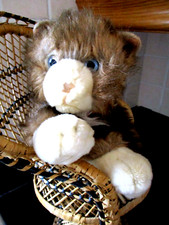 Keel Toys Long Plush Trixie Cat Kitten Collar Hug Toy Laying 14" ear to tail   Y