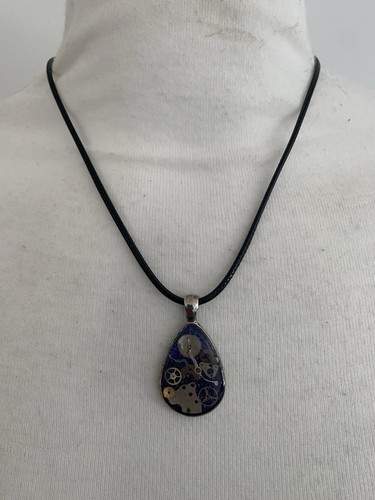 Steampunk blue teardrop - steampunk, resin