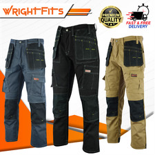 Men Pro Builder Work Trousers Heavy Duty Safety Combat Cargo Pants Multi Pockets
