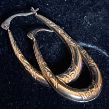 Vintage  9ct Gold 375 Small Oval Hoop Creole Earrings 