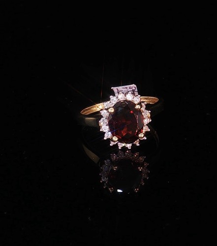 Garnet and diamond 9ct - and,