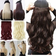 UK One Piece Natural THICK Clip in Hair Extensions Half Full Head Long Straight