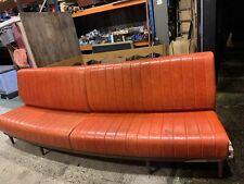 Vintage retro mid century modern MCM wood  long Curved Pub bench seas Sofa Red