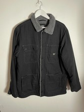 Vans Drill Chore Coat Large L VGC bomber fleece lined jacket black grey sherpa