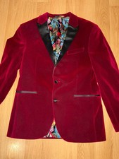 Mens Slat Red Velvet Burgundy