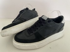 Cleens Men's Trainers Sneakers Designer Leather Black White Size 8