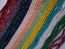 80  Faceted Rondelle Opaque Crystal Glass Loose Beads 4mm Jewellery making art