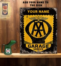 PERSONALISED AA CAR SERVICE GARAGE WORKSHOP SHED Vintage  Metal Wall Sign RT07