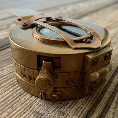 Vintage brass military compass - brass,