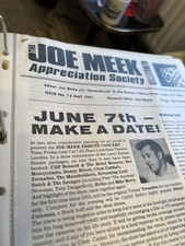 JOE MEEK APPRECIATION SOCIETY, NEWSLETTERS, Nos 1 to 25, 1990 to 1992 RGM