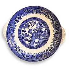 Vintage Washington Pottery Old Willow Blue & White Pattern Ceramic Serving Plate
