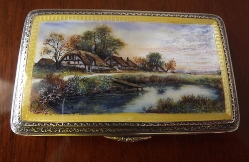 Sterling silver enamel box - sterling,