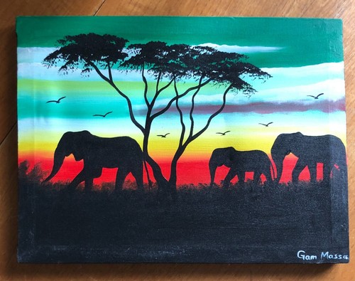 Genuine african oil canvas - oil, on
