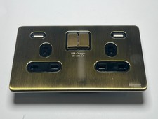 Schneider Antique Brass 2 gang