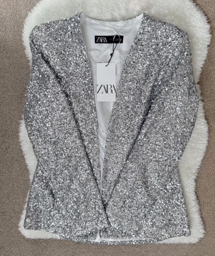 Zara sequin blazer silver - zara,