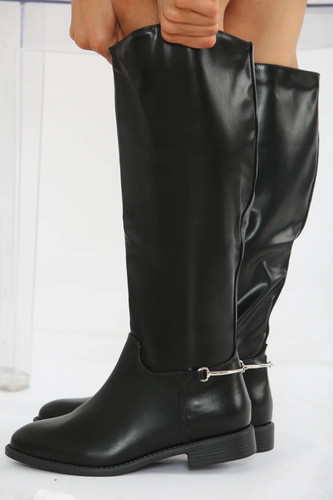 Black knee high riding boots - black,