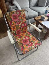 Folding Garden Chair 70s Colourful Retro Vintage Floral Design