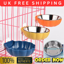 Food Water Bowl For Crate Hanging Cage Pet Cat Dog Puppy Stainless Steel Feeder