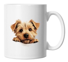 Peeking Peeping Norfolk Terrier Image Mug, Norfolk Terrier Picture Mug