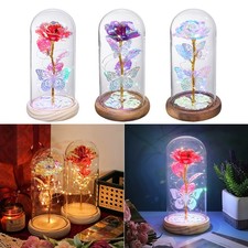LED Rose Gifts for Her Forever Flower Rose in Glass Dome Birthday Christmas Gift