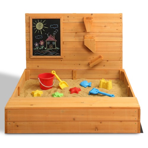 Large wooden sand pit with - wooden,