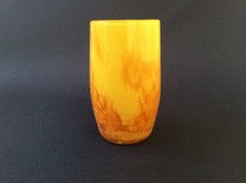 DAUM NANCY SIGNED MINIATURE SUPER COLOURED ART GLASS VASE IN VGC _ JUST 10CM.