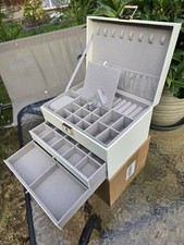 New Elegant 3-Layer Faux Leather Jewelry Organizer Box With Lock