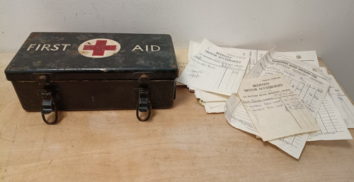 Vintage first aid box with - vintage,