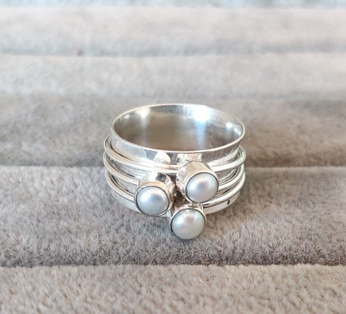 Pearl gemstone spinner ring - pearl,