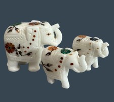 Marble Elephant Figurine Set