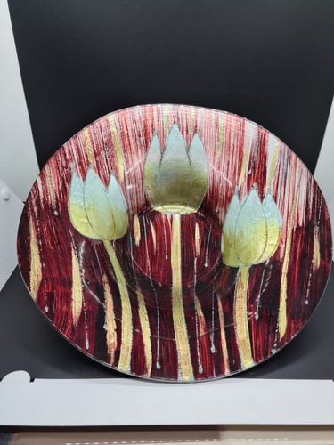 Vintage large red gold tulip - &,