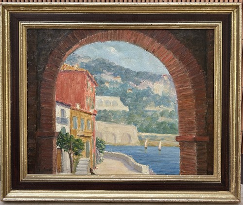 Antique oil painting - painting, seascape
