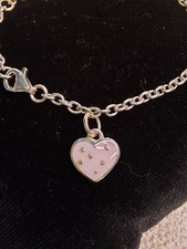 Beautiful Kit Heath Kids 925 Silver Bracelet With Pink Enamelled Heart Charm