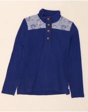 ORVIS Womens Button Neck Top Long Sleeve UK 10 Small Blue Floral CK10