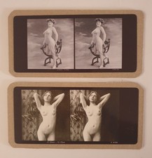 2 x UNUSUAL EROTIC DOUBLE SIDED STEREOGRAPHS 'LE STEREO - NU PARIS'