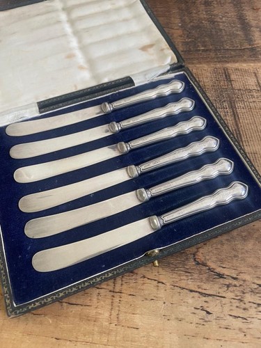 Cased set silver handled - set,