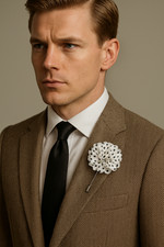 Mesh Chiffon White Lapel Mens