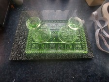 Vintage Art Deco Green Glass