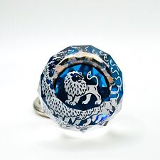 SWAROVSKI Crystal Glass Ball Lion Keyring Key Chain Bag Charm Clip Leo Faceted