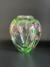 Heavy Art Glass Murano Style Orchids Vase
