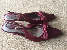BHS Maroon Red Satin Effect Sling Back Mid Heel Shoes U.K. 4