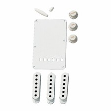 Fender Stratocaster Accessory Kit w/ Pickup Covers, Knobs & Back Plate (White)