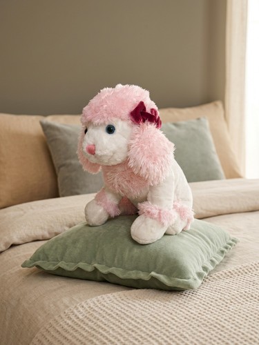 Pink and white poodle - and,