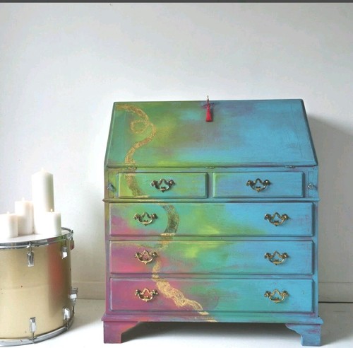 Painted writing bureau - painted,