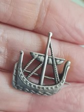 silver viking ship brooch old scotland
