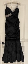Nicole Bakti Designer Black /Diamonte Tie Prom Long Evening Gown Dress Size XS