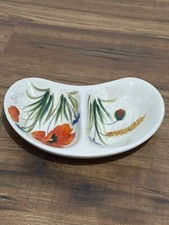 Vintage Nuova Ceramica Vicenza Italian Hand Painted Poppies Divided Plate L25cm